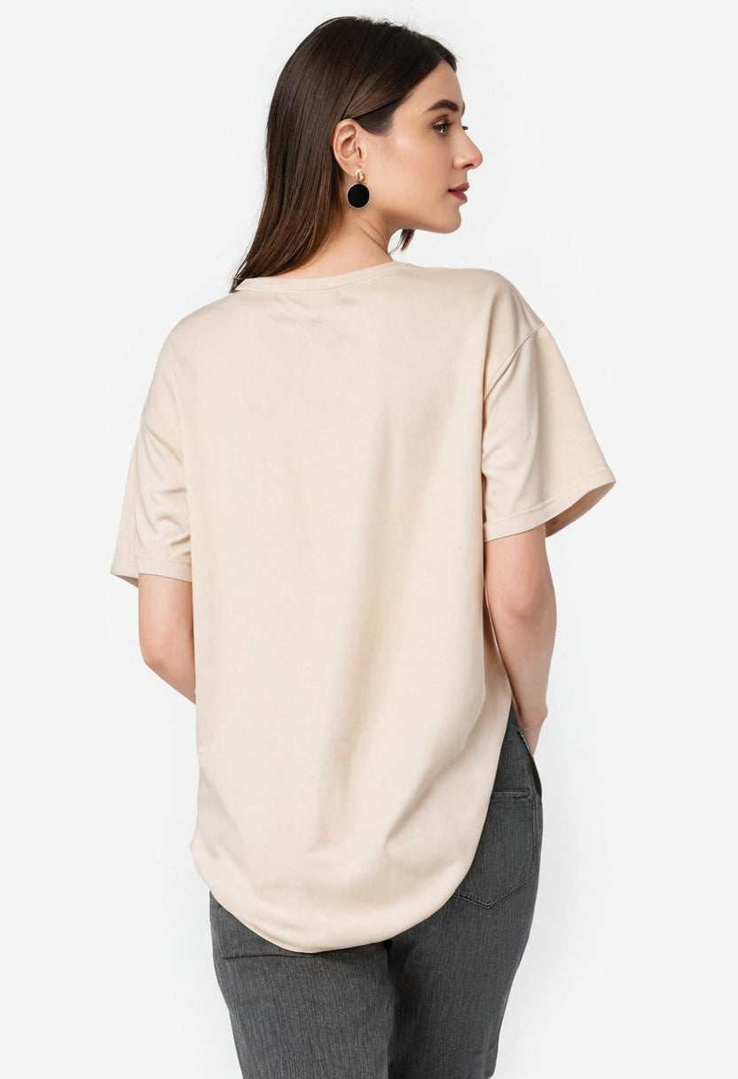 Stylish Cream Oversized T-shirt