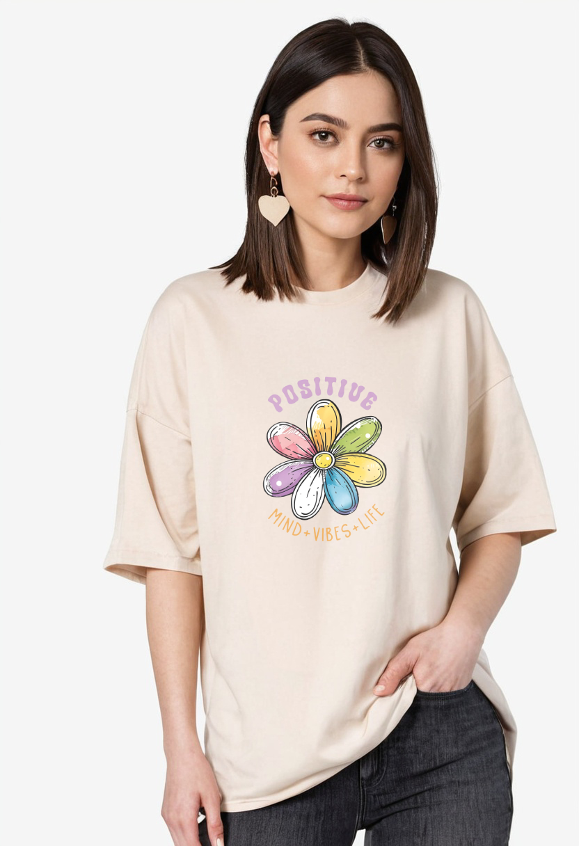 Stylish Cream Oversized T-shirt